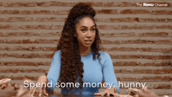 Spend Money Woman With Curly Long Hair GIF