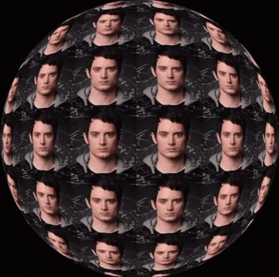 Sphere With Many Faces Of A Man GIF
