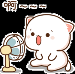 Spicy Mochi Cat Tongue Out Wind Fan GIF