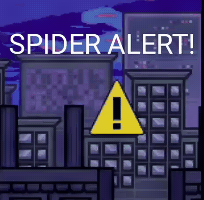 Spider Alert Sign In Front Of City GIF