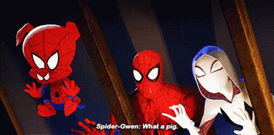 Spider-Gwen Says What A Pig In A Cartoon GIF