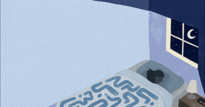 Spider Hanging Above Bed With Maze GIF