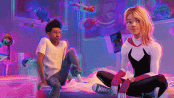Spider Man 2099 Gwen And Miles In Room GIF