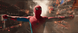 Spider Man 2099 Holding On Destroyed Ship GIF
