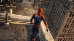 Spider Man 2099 Moonsault At Top Of Building GIF