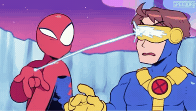 Spider-Man And Cyclops Fighting GIF