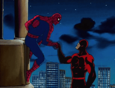 Spider-Man And Daredevil Shaking Hands GIF