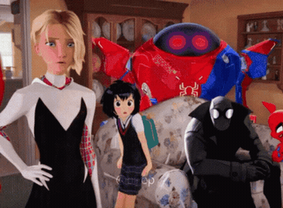 Spider-Man and Girl Standing Next to Robot