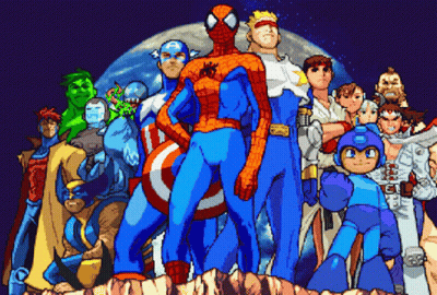 Spider-Man Captain America Mega Man Cartoon Group GIF