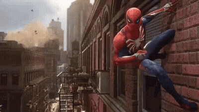 Spider-Man Climbing Brick Building In Video Game GIF