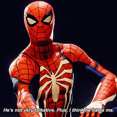 Spider-Man Close Up He's Not Very Talkative Plus I Think He Hates Me GIF