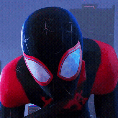 Spider-Man Face With City Reflection In Eyes GIF