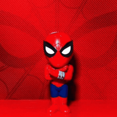 Spider-Man Figurine Arms Crossed Red Surface GIF