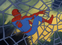 Spider Man Getting Caught On Big Web GIF