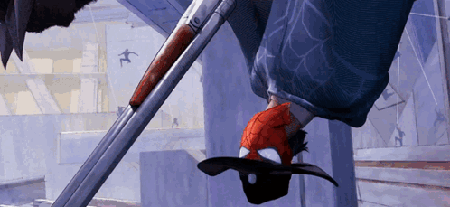 Spider-Man Hanging Upside Down From Ladder GIF