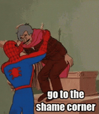 Spider-Man Hugging Man Go To The Shame Corner GIF
