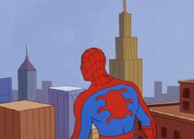 Spider-Man Looking At Flying Car GIF