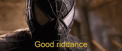 Spider-Man Mask Saying Good Riddance GIF