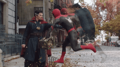 Spider-Man No Way Home Doctor Strange And Spider-Man Fighting GIF