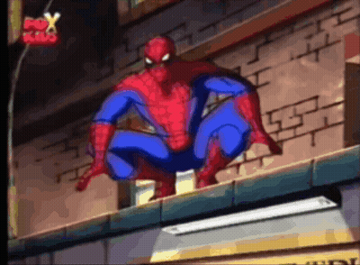 Spider-Man On Ledge With Fox Kids Logo GIF