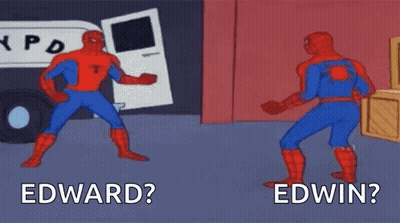 Spider-Man Pointing At Another Spider-Man In Front Of Van GIF