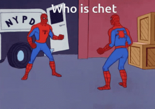 Spider-Man Pointing At Spider-Man Who Is Chet GIF