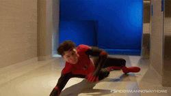Spider Man Posing After Fall Funny GIF