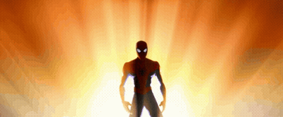 Spider-Man Silhouette In Front Of Orange Background GIF