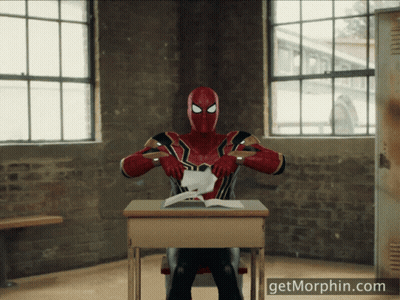 Spider-Man Sitting At Desk GIF