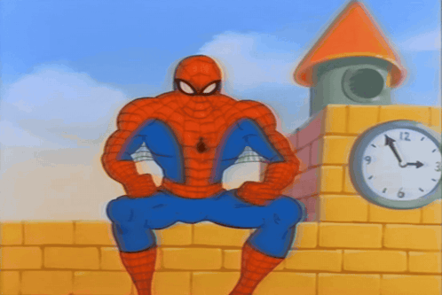 Spider Man Sitting On Brick Wall GIF