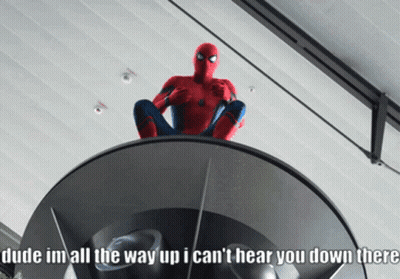 Spider Man Sitting On Circle Saying Dude Im All The Way Up GIF
