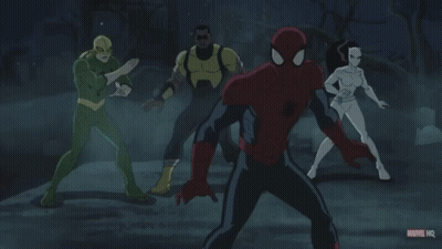 Spider-Man Surrounded by Marvel Characters