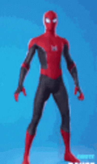 Spiderman Costume Dancing Blue Background