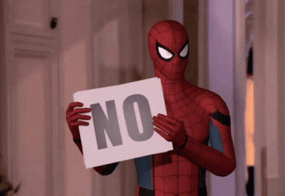Spiderman Costume Holding No Sign GIF