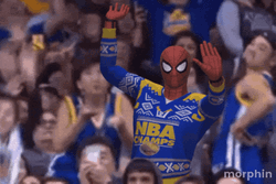 Spiderman Dancing At NBA Champs GIF