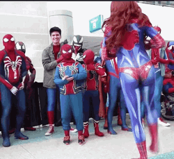 Spiderman Dancing Showdown Split Spidergirl GIF