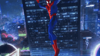Spiderman Flying Past Building With Lightning Bolt