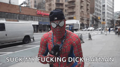 Spiderman Says Suck My Fucking Dick Batman GIF