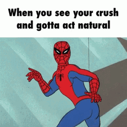 Spiderman Stun When He See His Crush GIF