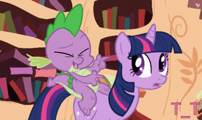 Spike And Twilight Sparkle With TT Letters GIF
