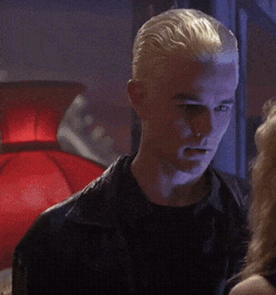 Spike From Buffy Talking To Woman Saying Well Yeah That Covers A Lot Of It GIF