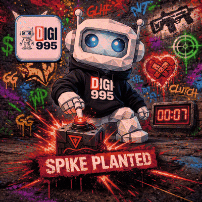 Spike Planted Album Cover With A Robot Wearing A Digi 995 Sweatshirt GIF