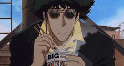 Spike Spiegel Chewing Noodles GIF