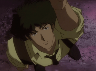 Spike Spiegel Pointing Finger Gun Upward GIF