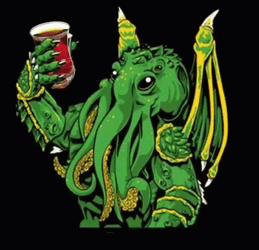 Spinning Cthulhu Drinking In Cup GIF