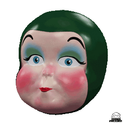 Spinning Green Doll Head Jellygummies GIF