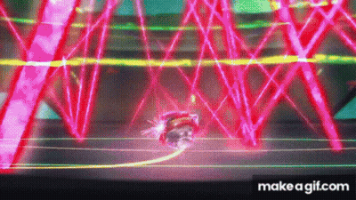Spinning Top Thrown In Stadium With Red Lights GIF