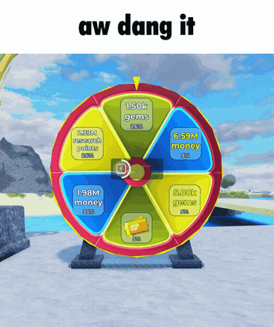Spinning Wheel Saying Aw Dang It GIF