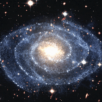 Spiral Galaxy With Bright Star