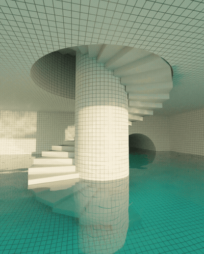 Spiral Staircase In A Pool GIF